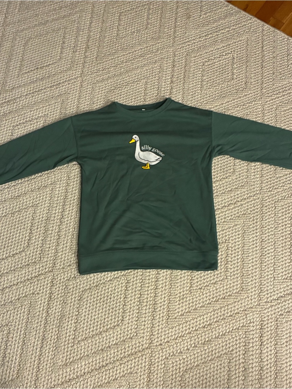 Dark Green Sweatshirt with Silly Goose Graphic